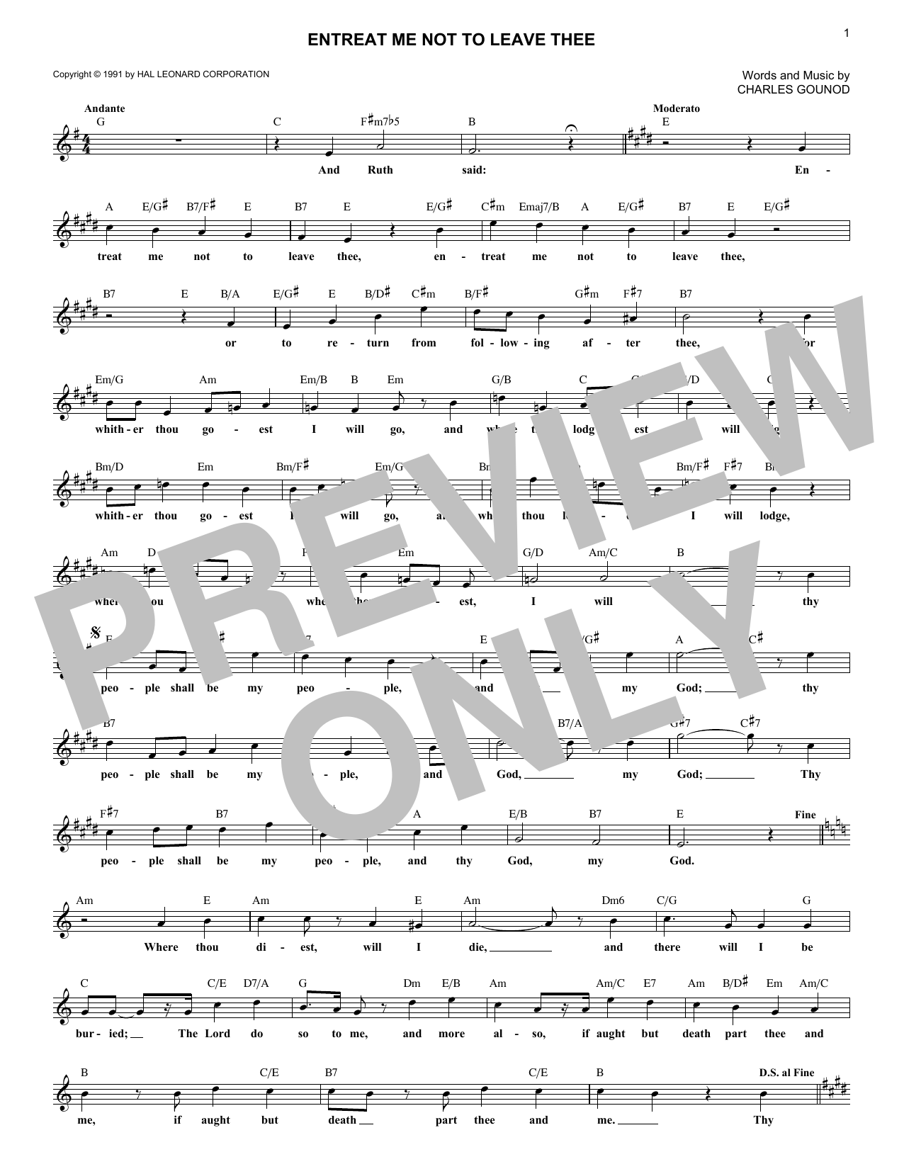 Learn to play Charles Gounod Entreat Me Not To Leave Thee sheet music for Lead Sheet / Fake Book in minutes. Price: 5.9900$ Charles Gounod Entreat Me Not To Leave Thee sheet music notes and chords arranged for Lead Sheet / Fake Book