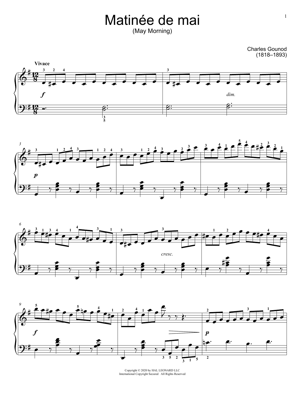 Charles Gounod Matinee de mai sheet music notes and chords. Download Printable PDF.