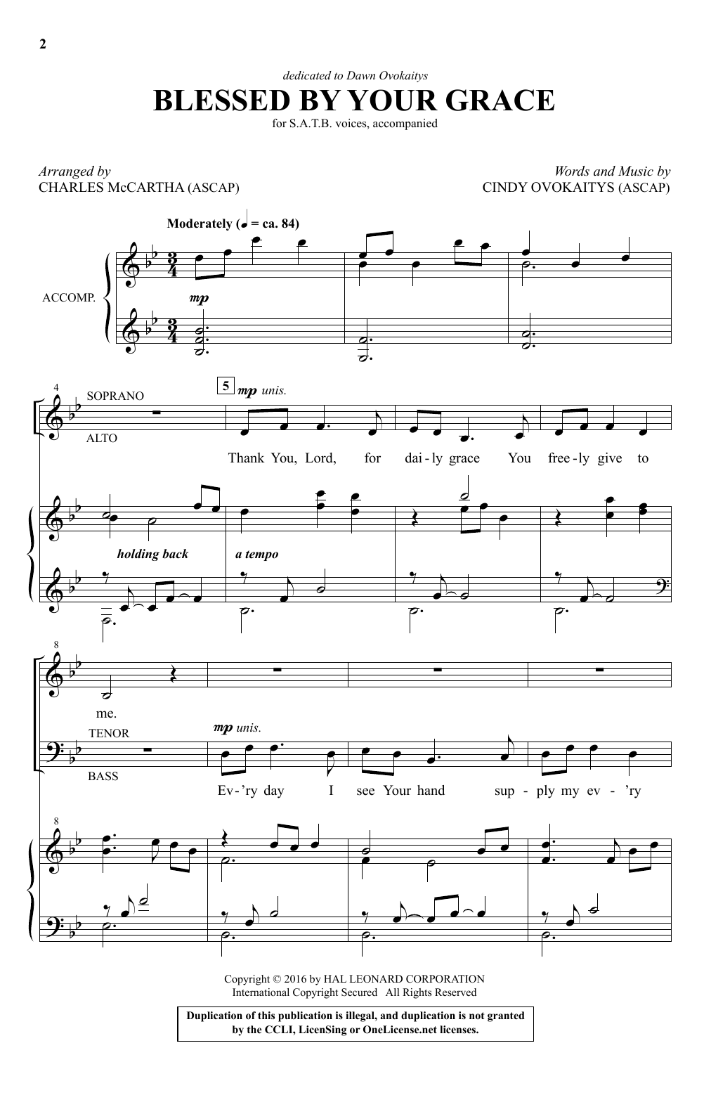 Learn to play Charles McCartha Blessed By Your Grace sheet music for SATB Choir in minutes. Price: 3.9900$ Charles McCartha Blessed By Your Grace sheet music notes and chords arranged for SATB Choir