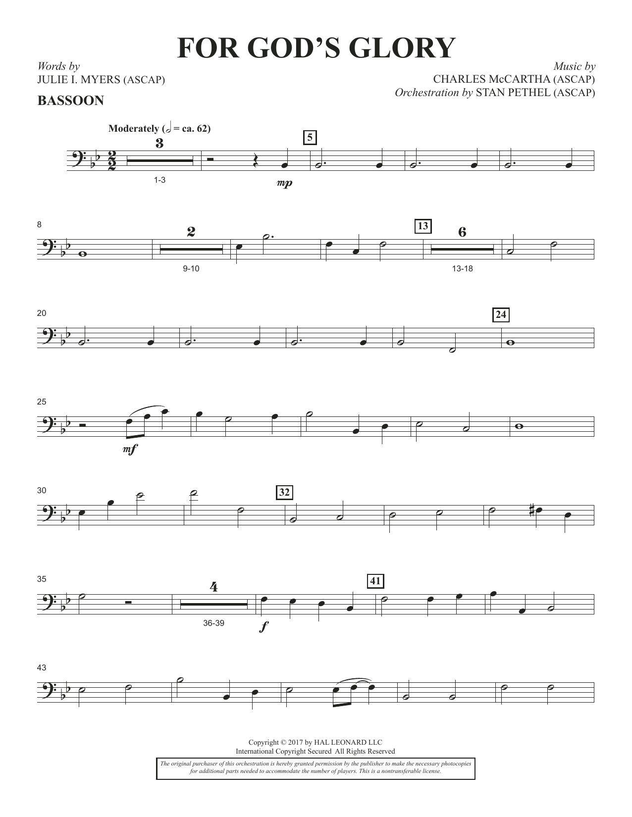 Learn to play Charles McCartha For God's Glory - Bassoon sheet music for Choir Instrumental Pak in minutes. Charles McCartha For God's Glory - Bassoon sheet music notes and chords. Download Printable PDF.
