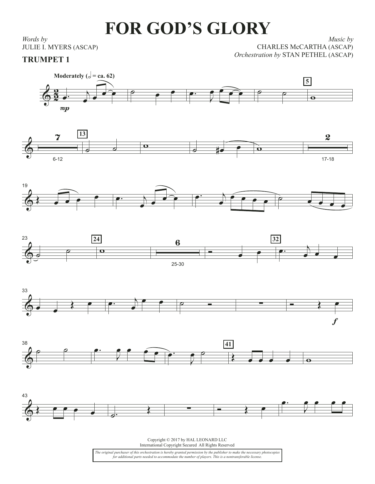 Learn to play Charles McCartha For God's Glory - Bb Trumpet 1 sheet music for Choir Instrumental Pak in minutes. Charles McCartha For God's Glory - Bb Trumpet 1 sheet music notes and chords. Download Printable PDF.