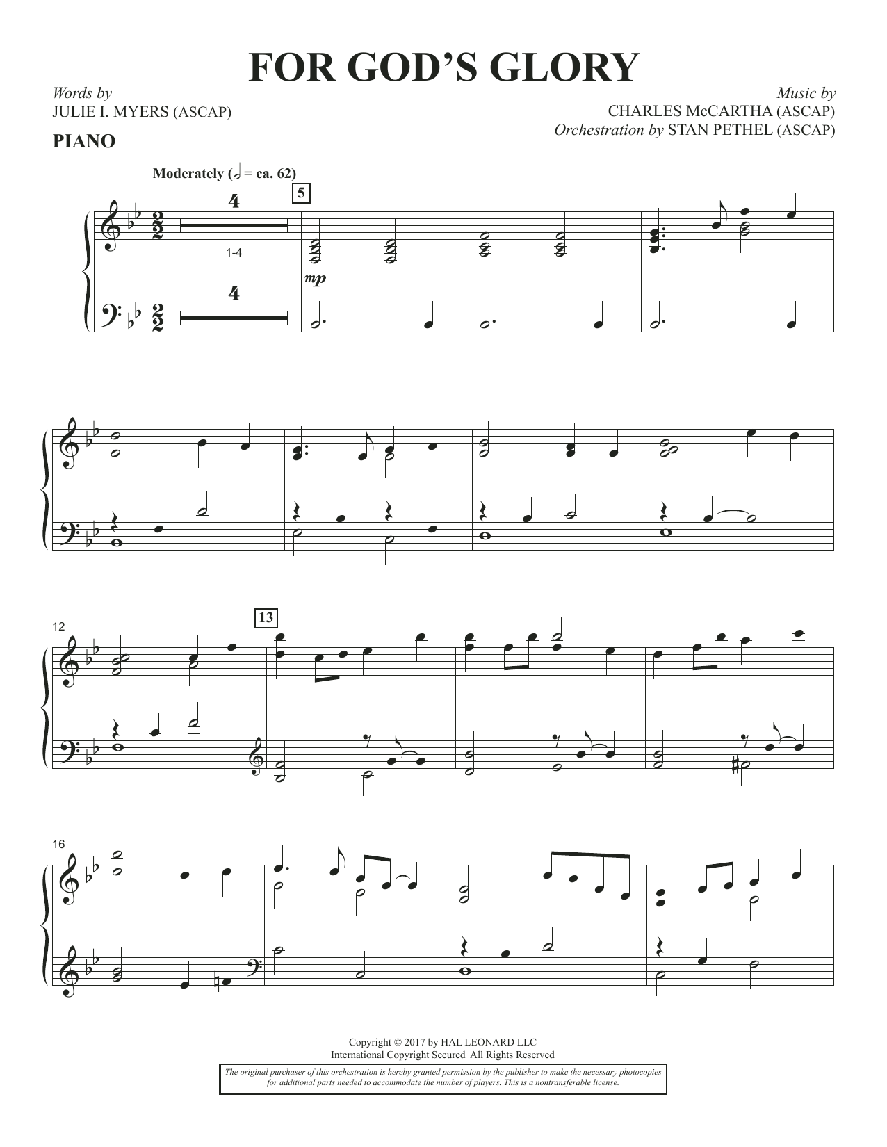Learn to play Charles McCartha For God's Glory - Piano sheet music for Choir Instrumental Pak in minutes. Charles McCartha For God's Glory - Piano sheet music notes and chords. Download Printable PDF.