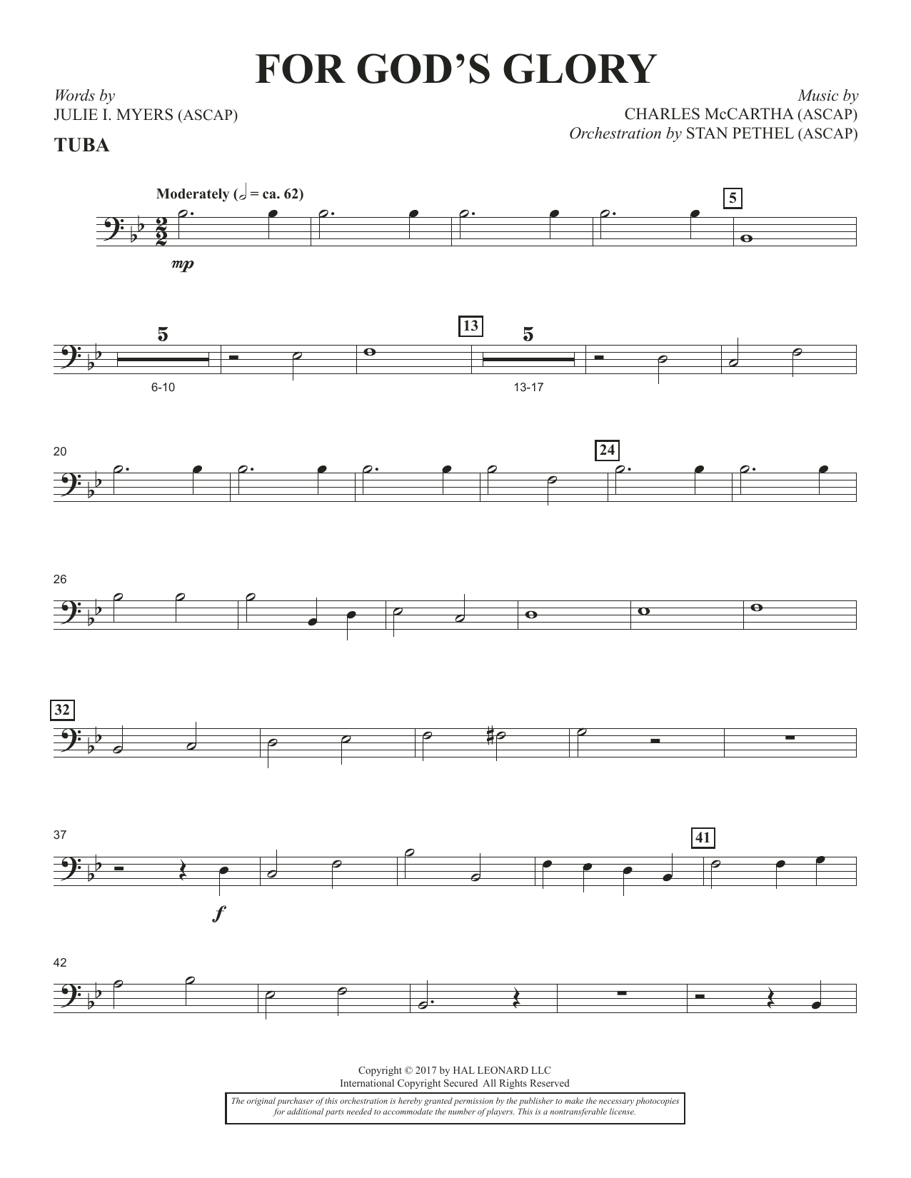 Learn to play Charles McCartha For God's Glory - Tuba sheet music for Choir Instrumental Pak in minutes. Charles McCartha For God's Glory - Tuba sheet music notes and chords. Download Printable PDF.