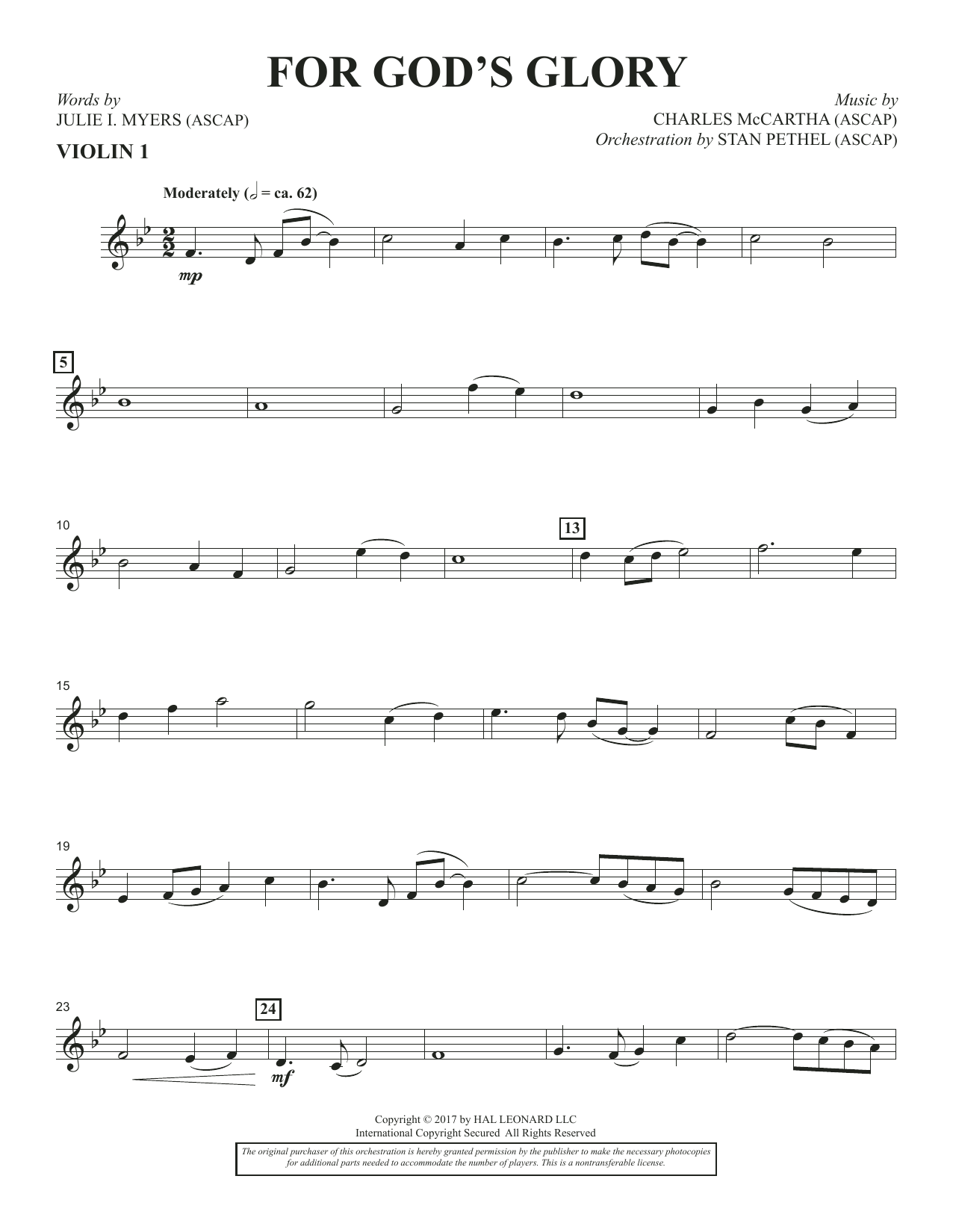 Learn to play Charles McCartha For God's Glory - Violin 1 sheet music for Choir Instrumental Pak in minutes. Charles McCartha For God's Glory - Violin 1 sheet music notes and chords. Download Printable PDF.