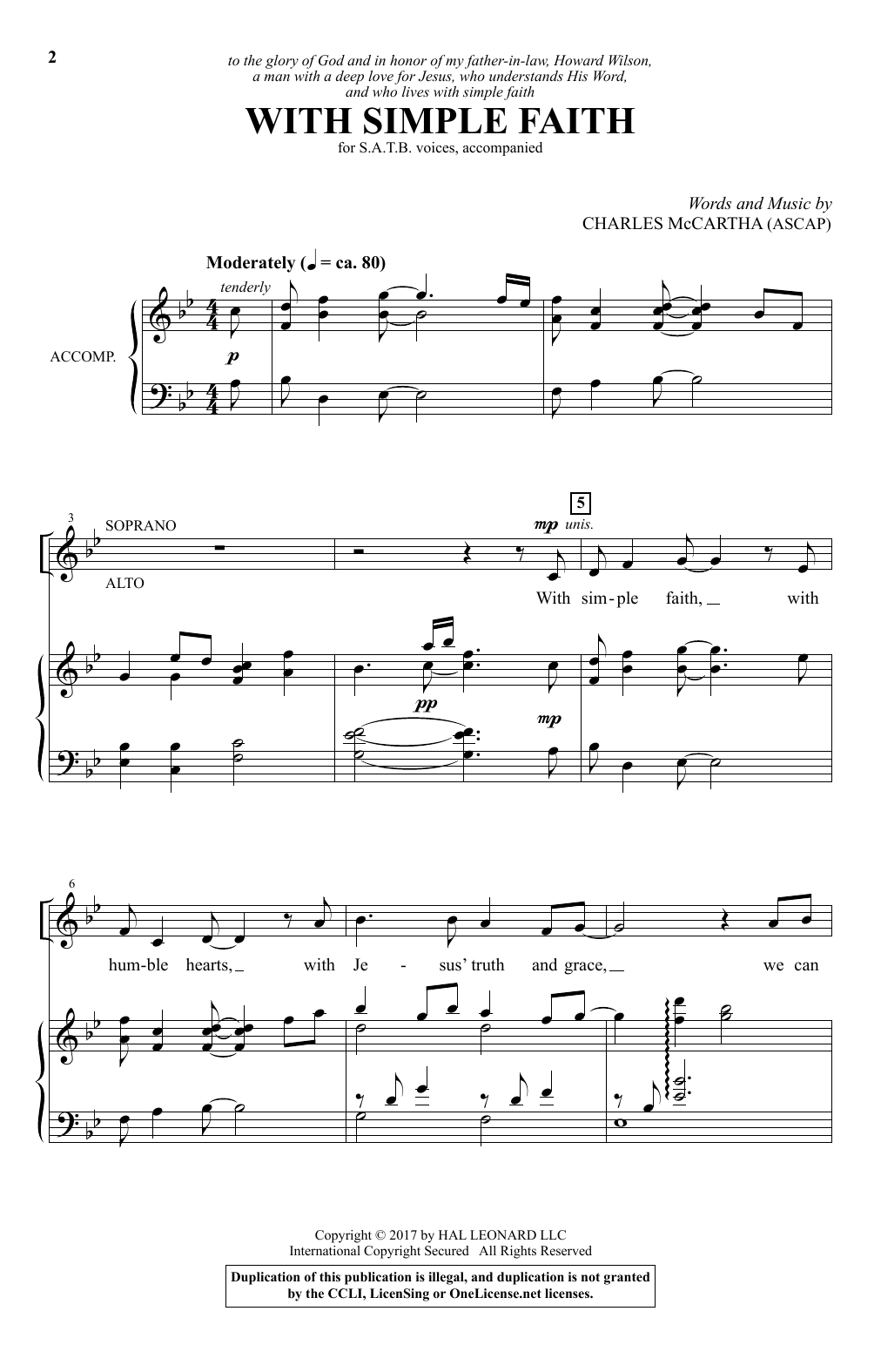 Charles McCartha With Simple Faith sheet music notes and chords. Download Printable PDF.