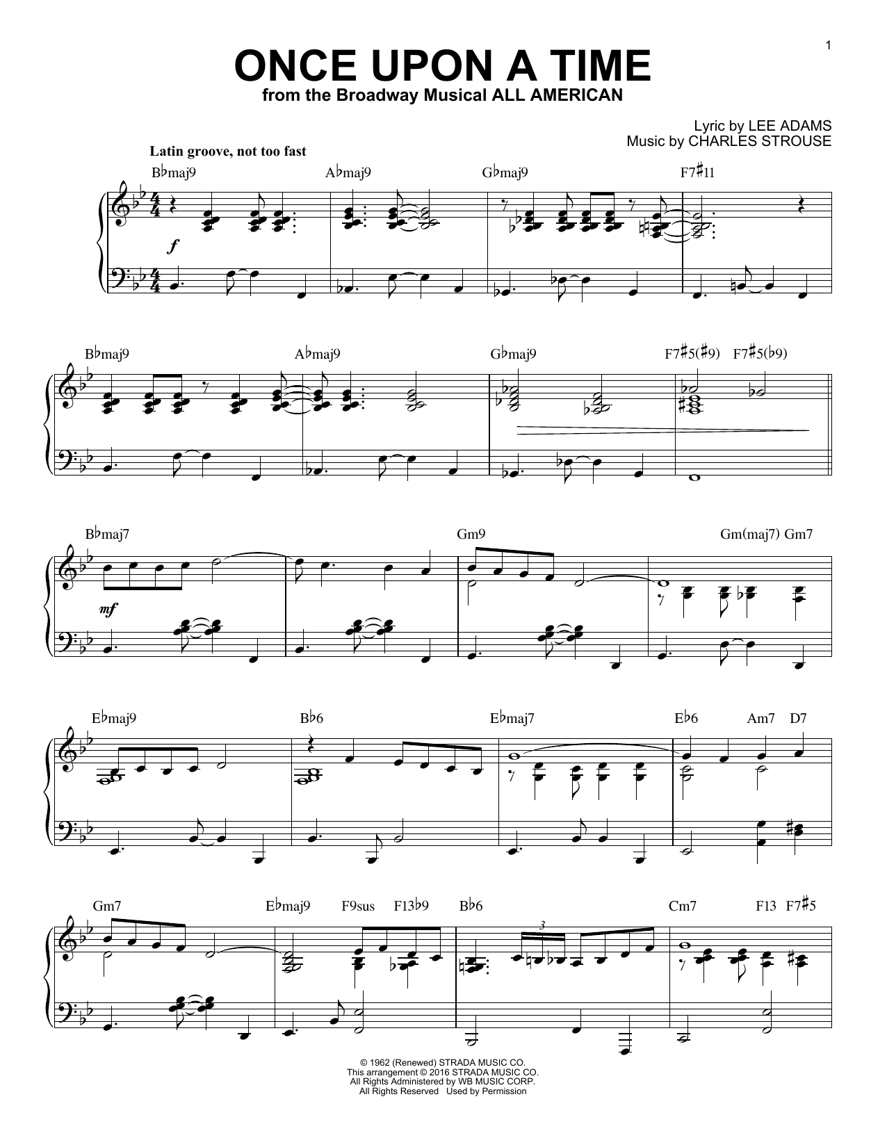 Charles Strouse Once Upon A Time Jazz Version Arr Brent Edstrom Sheet Music Pdf Notes Chords Jazz Score Piano Solo Download Printable Sku 1718