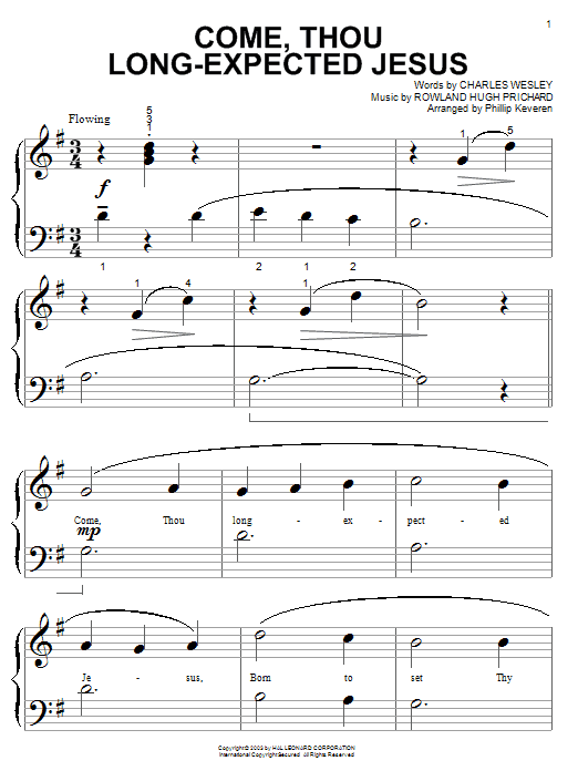 Learn to play Charles Wesley Come, Thou Long-Expected Jesus sheet music for Big Note Piano in minutes. Price: 6.9900$ Charles Wesley Come, Thou Long-Expected Jesus sheet music notes and chords arranged for Big Note Piano
