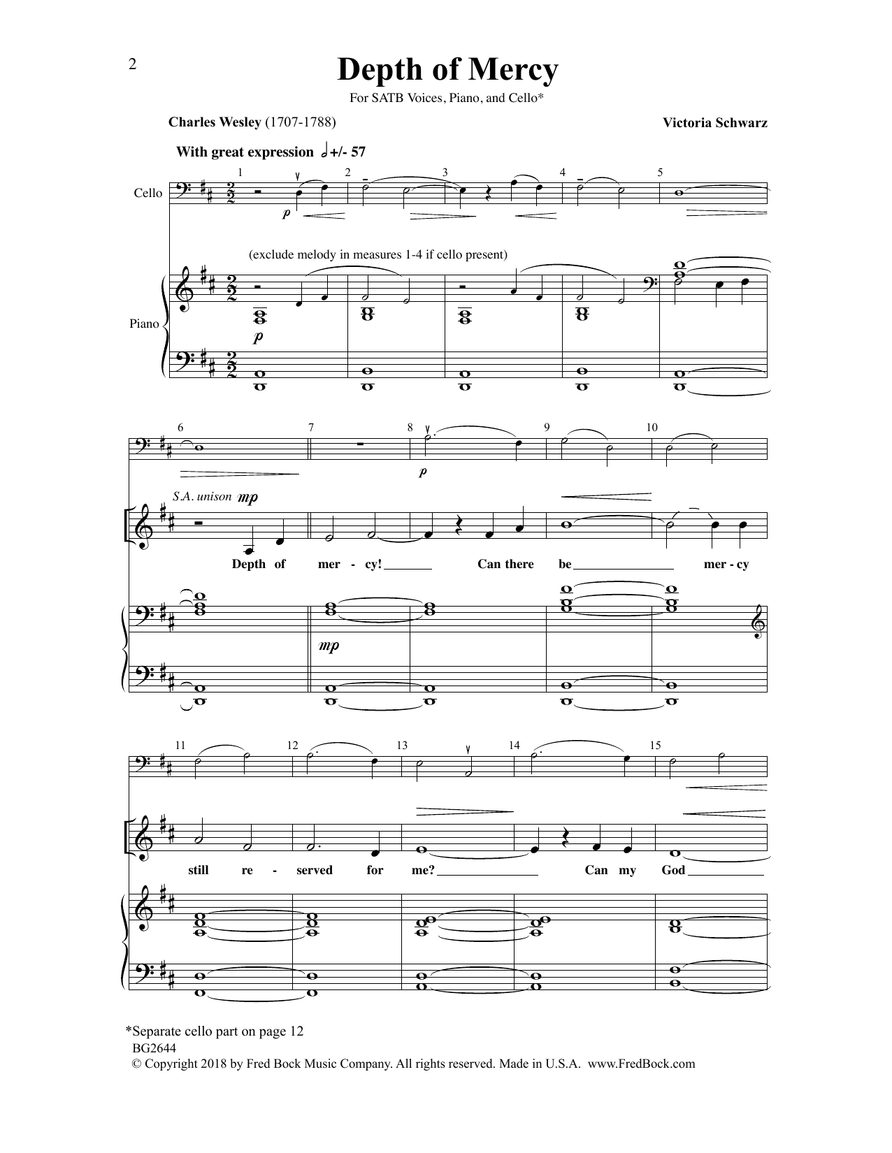 Charles Wesley Depth of Mercy sheet music notes and chords. Download Printable PDF.