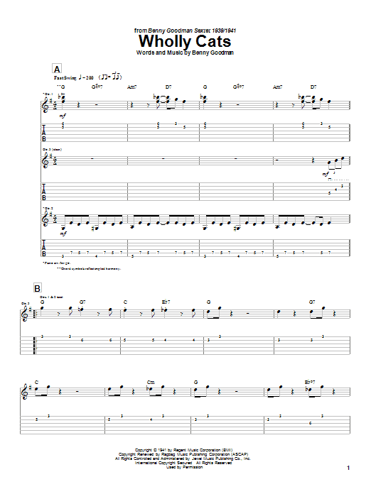 Charlie Christian Wholly Cats sheet music notes and chords. Download Printable PDF.