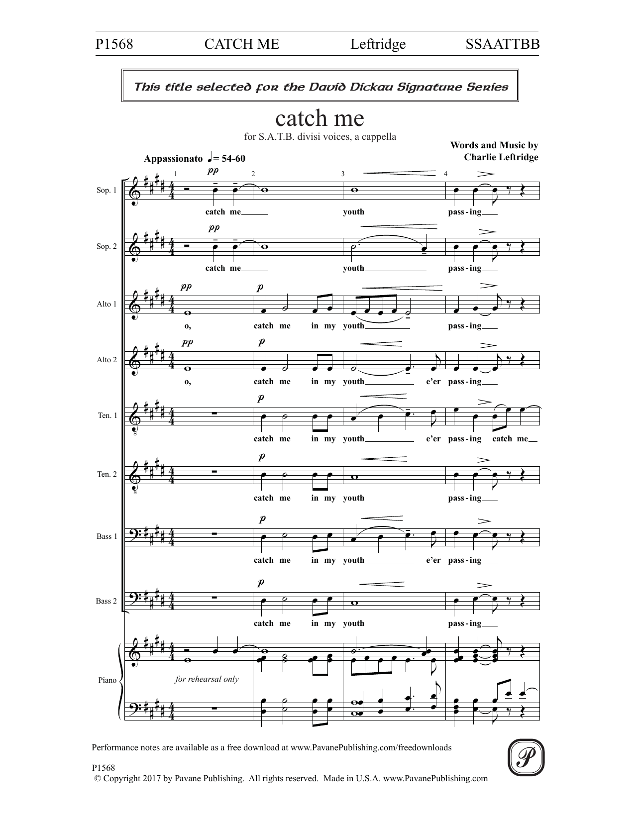 Charlie Leftridge Catch Me sheet music notes and chords. Download Printable PDF.