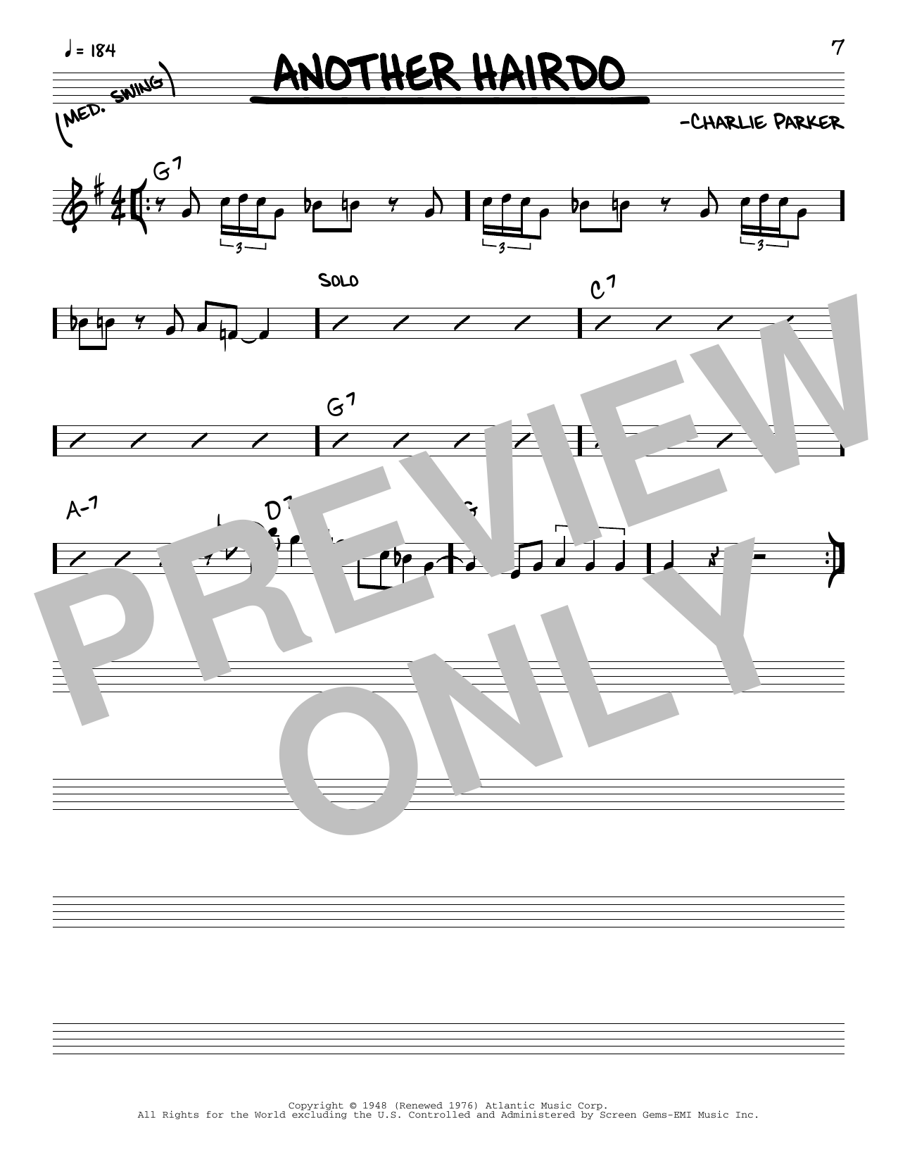 Charlie Parker Another Hairdo sheet music notes and chords. Download Printable PDF.