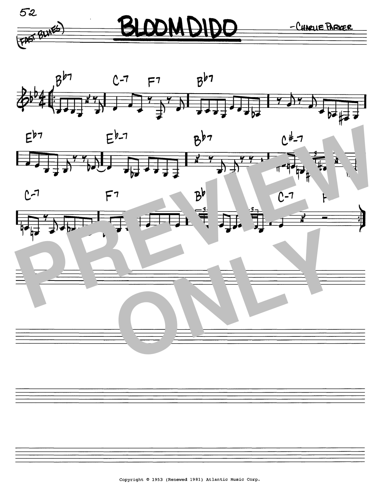 Charlie Parker Bloomdido sheet music notes and chords. Download Printable PDF.