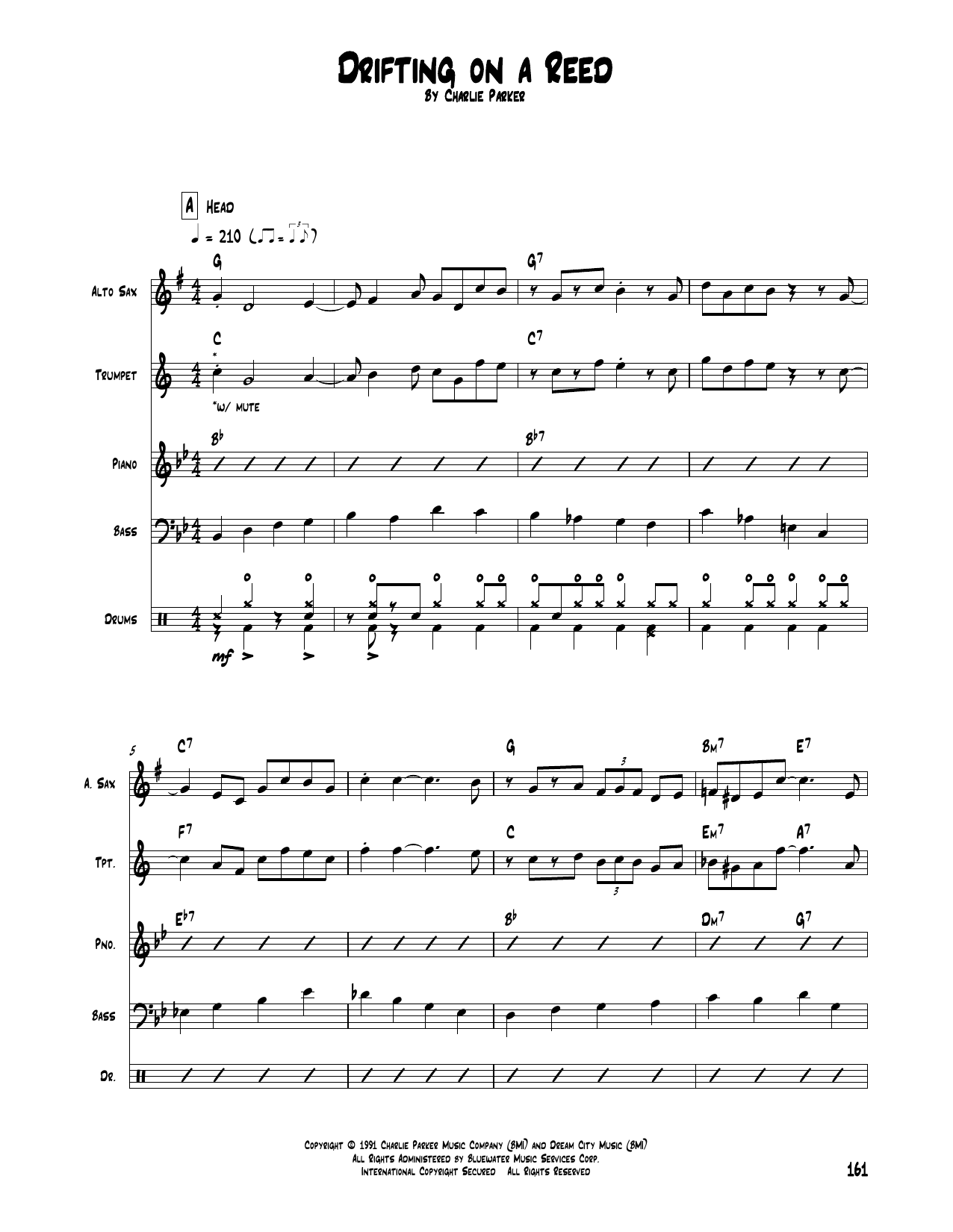 Learn to play Charlie Parker Drifting On A Reed sheet music for Transcribed Score in minutes. Price: 7.8900$ Charlie Parker Drifting On A Reed sheet music notes and chords arranged for Transcribed Score