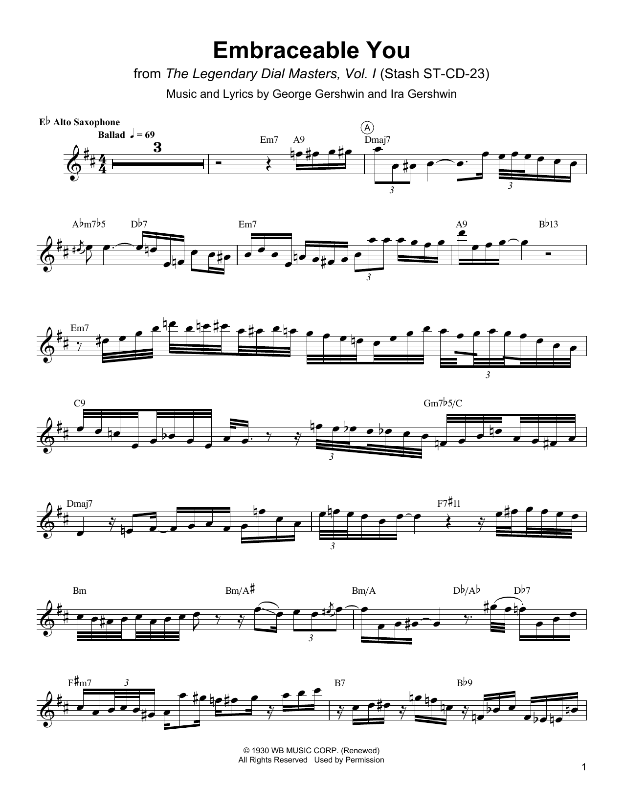 Charlie Parker Embraceable You sheet music notes and chords. Download Printable PDF.