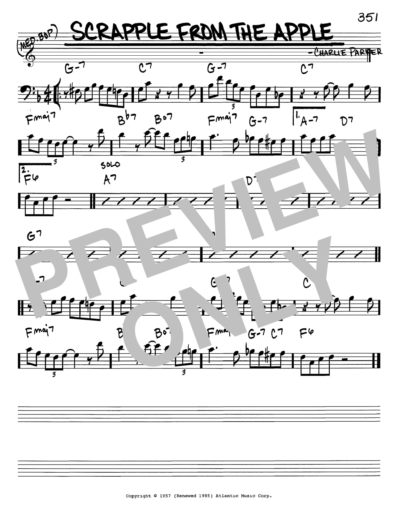 Charlie Parker Scrapple From The Apple sheet music notes and chords. Download Printable PDF.