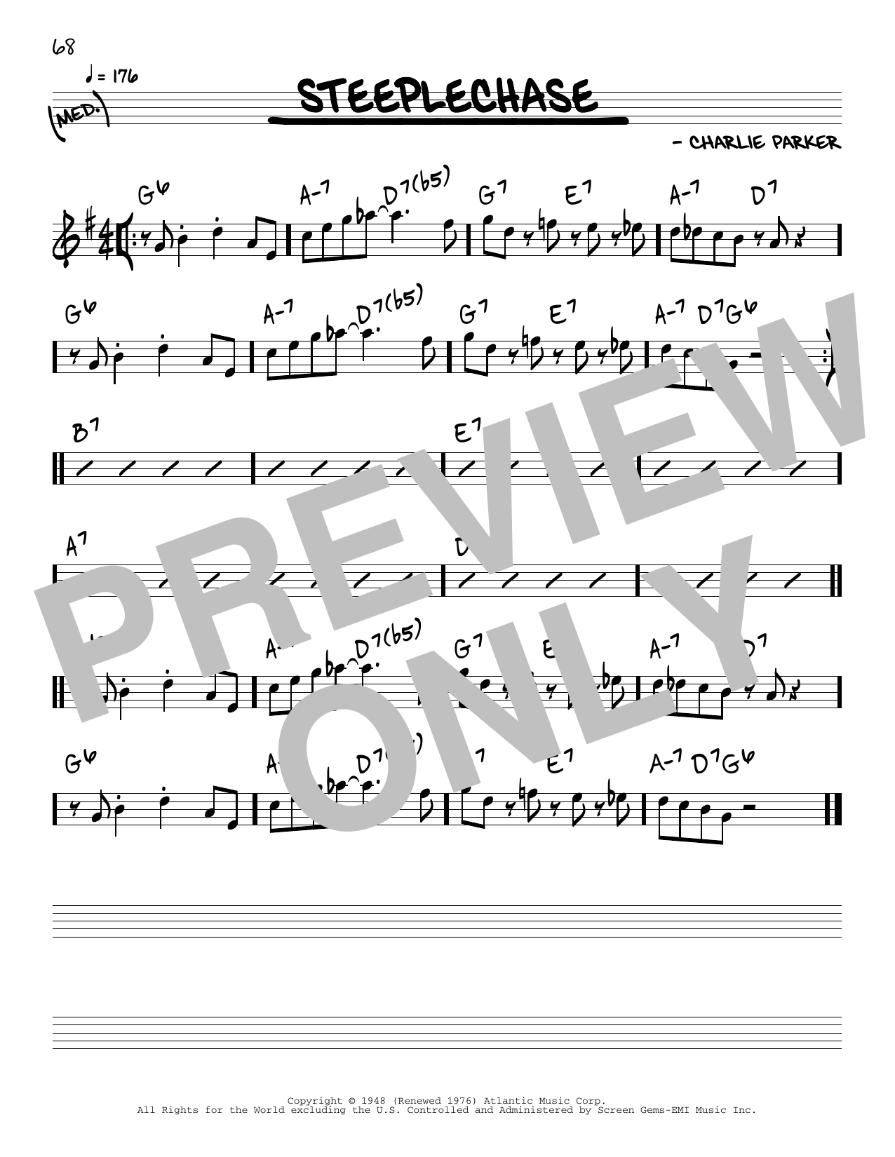 Learn to play Charlie Parker Steeplechase sheet music for Real Book – Melody & Chords – Eb Instruments in minutes. Price: 4.9900$ Charlie Parker Steeplechase sheet music notes and chords. Download Printable PDF.