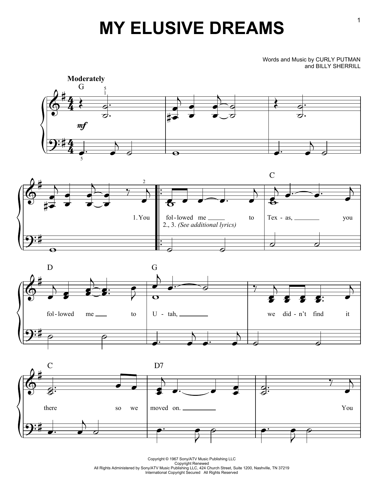 Charlie Rich My Elusive Dreams sheet music notes and chords. Download Printable PDF.