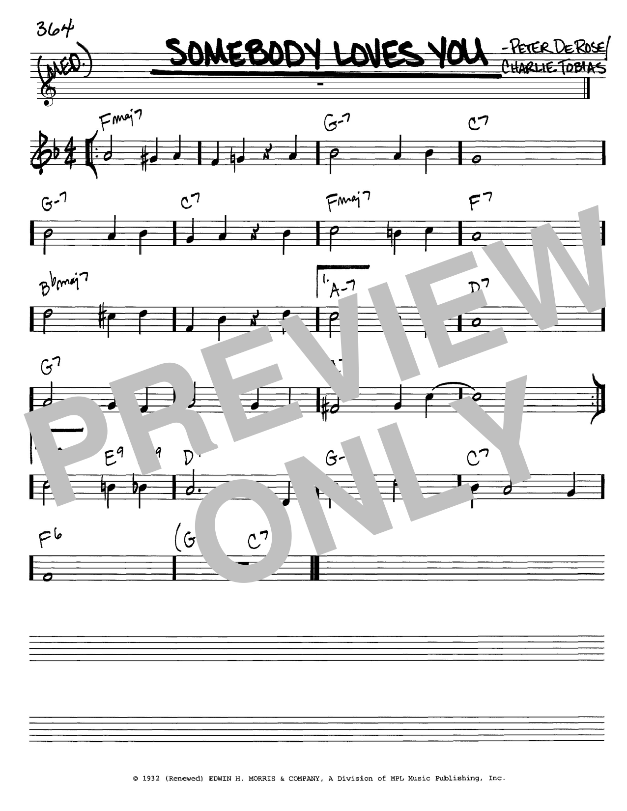 Charlie Tobias Somebody Loves You Sheet Music Pdf Notes Chords Jazz Score Real Book Melody Chords C Instruments Download Printable Sku