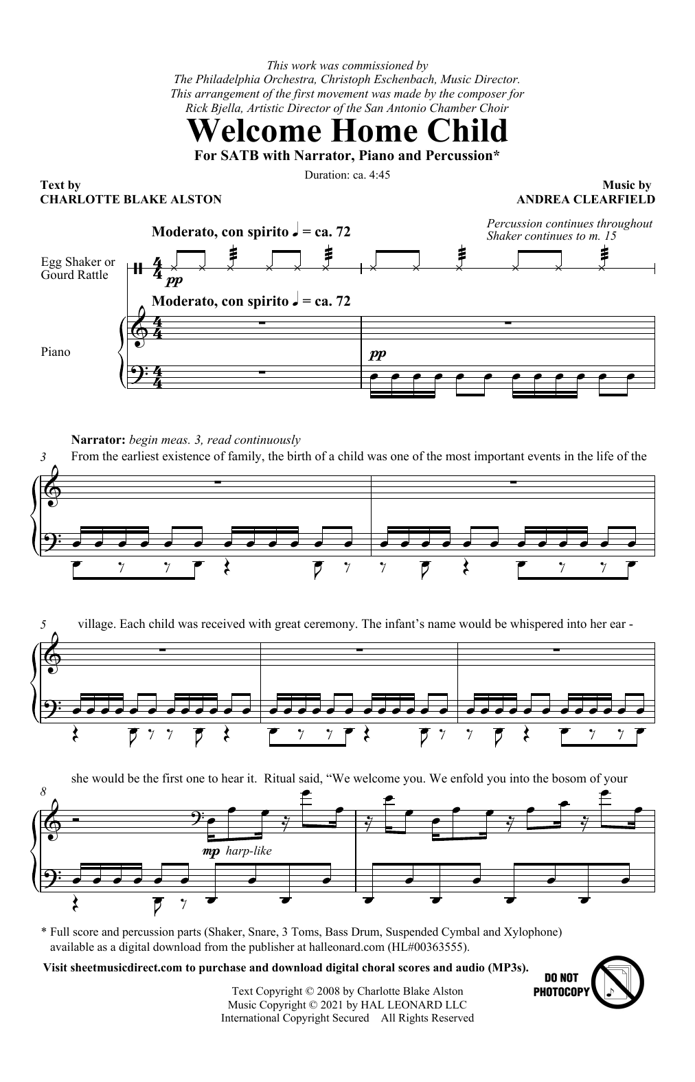 Learn to play Charlotte Blake Alston and Andrea Clearfield Welcome Home Child sheet music for SATB Choir in minutes. Price: 3.9900$ Charlotte Blake Alston and Andrea Clearfield Welcome Home Child sheet music notes and chords arranged for SATB Choir