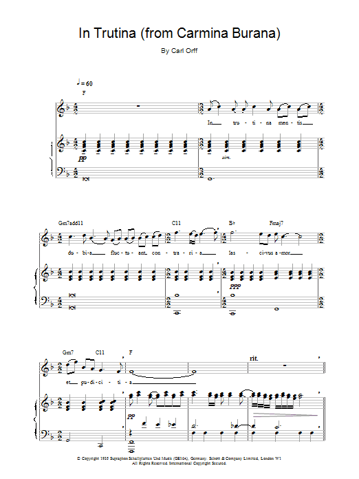 Charlotte Church In Trutina (from Carmina Burana) sheet music notes and chords. Download Printable PDF.