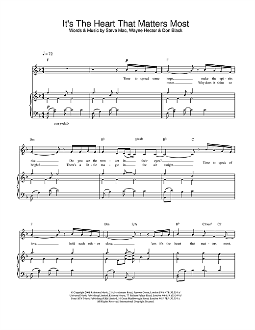 Learn to play Charlotte Church It's The Heart That Matters Most sheet music for Piano, Vocal & Guitar in minutes. Price: 7.7900$ Charlotte Church It's The Heart That Matters Most sheet music notes and chords. Download Printable PDF.