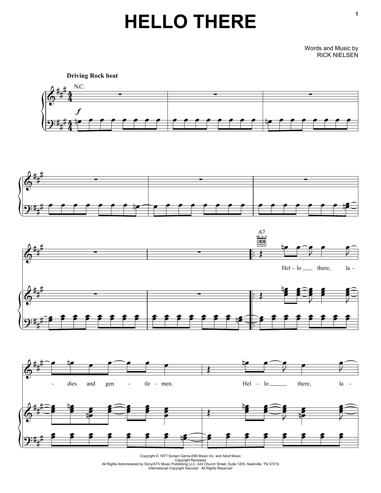 Cheap Trick Hello There sheet music notes and chords. Download Printable PDF.