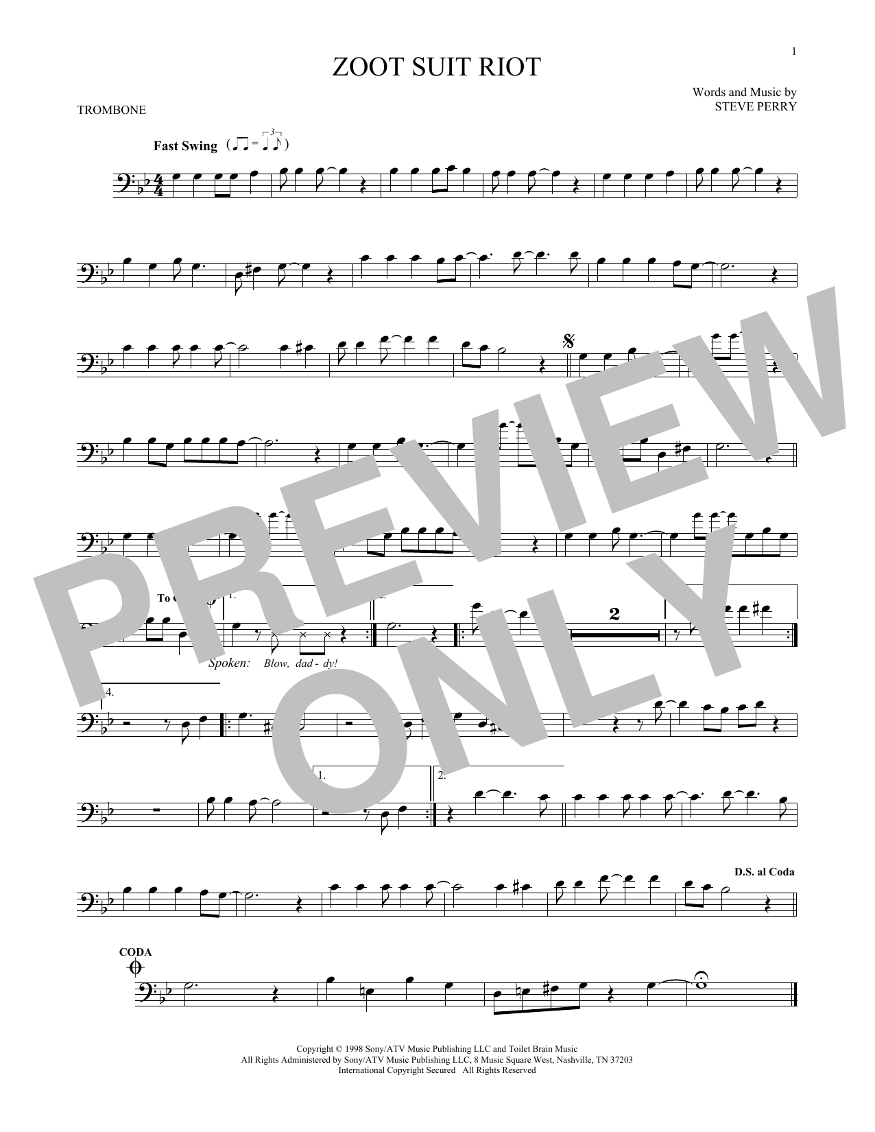 Cherry Poppin' Daddies Zoot Suit Riot sheet music notes and chords. Download Printable PDF.