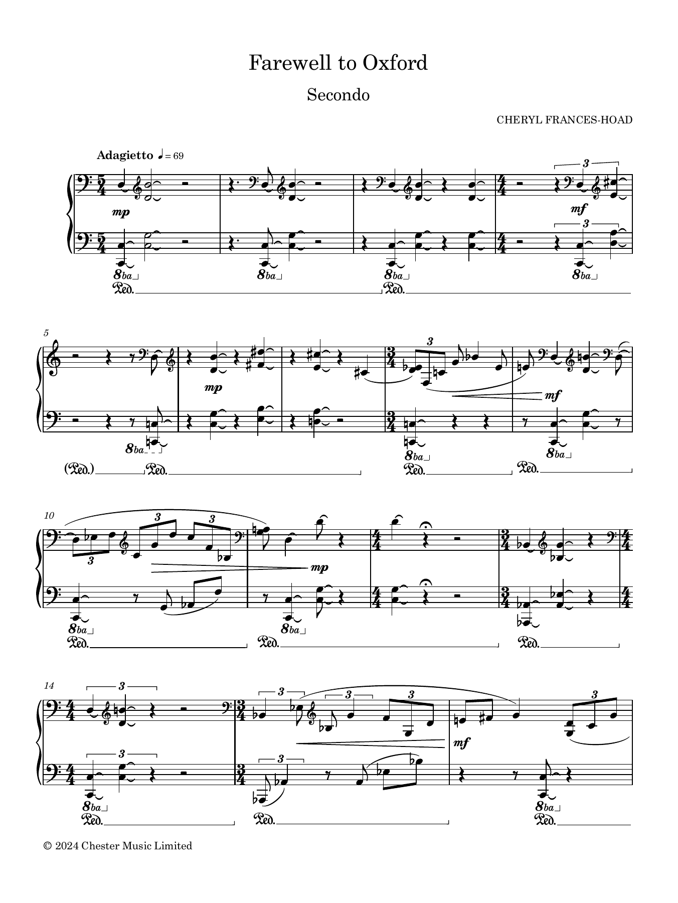 Cheryl Frances-Hoad Farewell to Oxford sheet music notes and chords. Download Printable PDF.