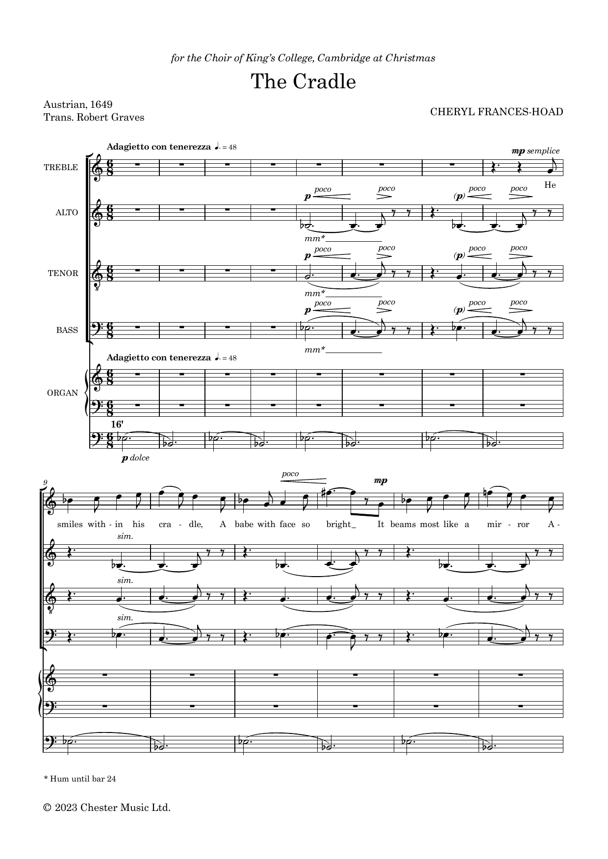 Cheryl Frances-Hoad The Cradle sheet music notes and chords. Download Printable PDF.