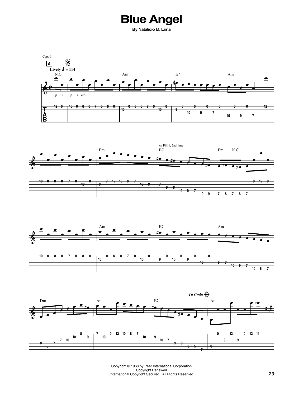 Chet Atkins Blue Angel sheet music notes and chords. Download Printable PDF.