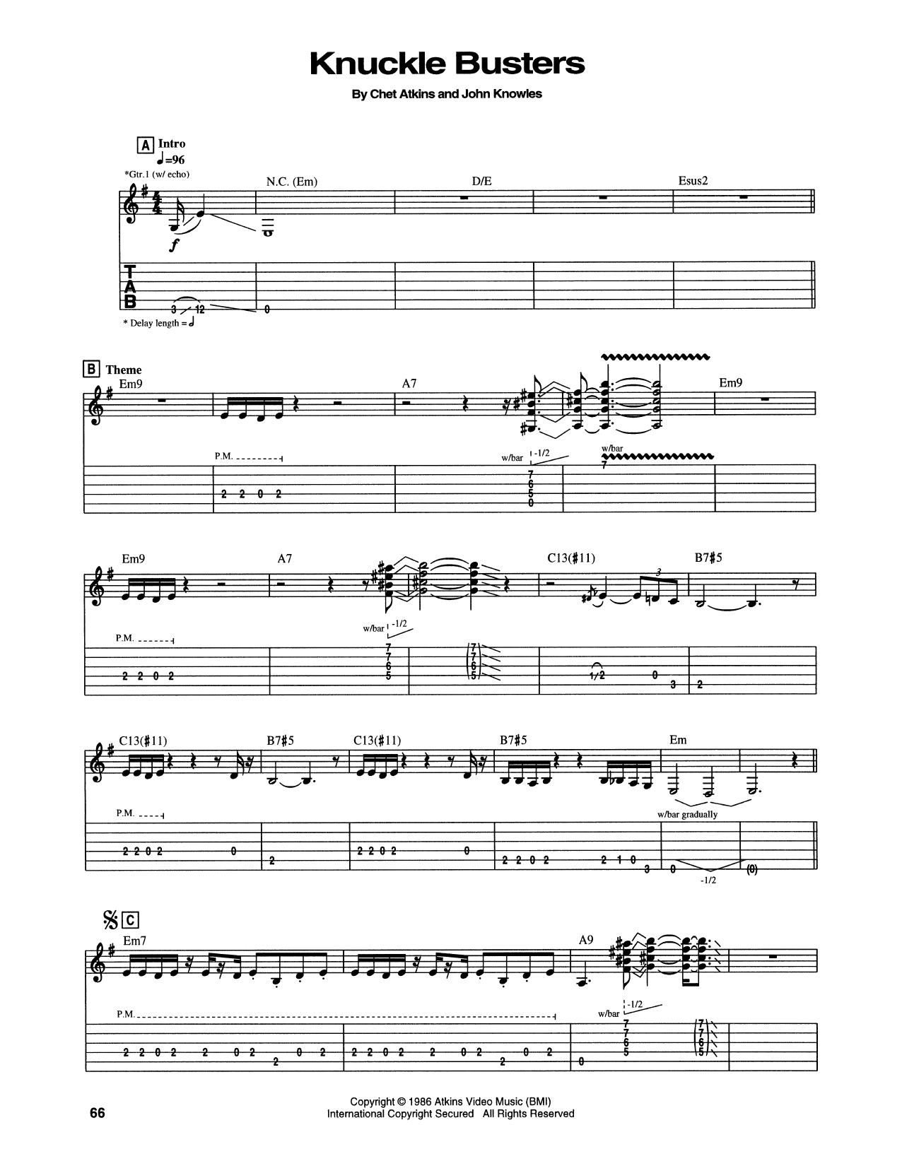 Chet Atkins Knucklebuster sheet music notes and chords. Download Printable PDF.