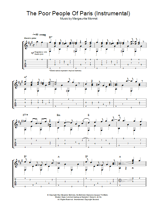 Chet Atkins "The Poor People Of Paris (Instrumental)" Sheet Music PDF  Notes, Chords | Folk Score Guitar Tab Download Printable. SKU: 115336