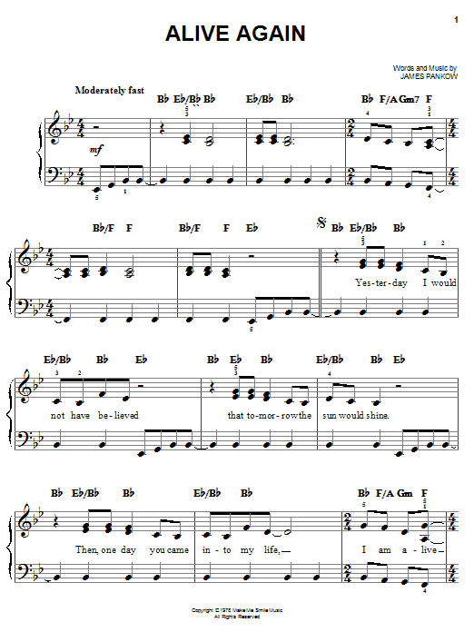 Learn to play Chicago Alive Again sheet music for Easy Piano in minutes. Price: 6.9900$ Chicago Alive Again sheet music notes and chords arranged for Easy Piano