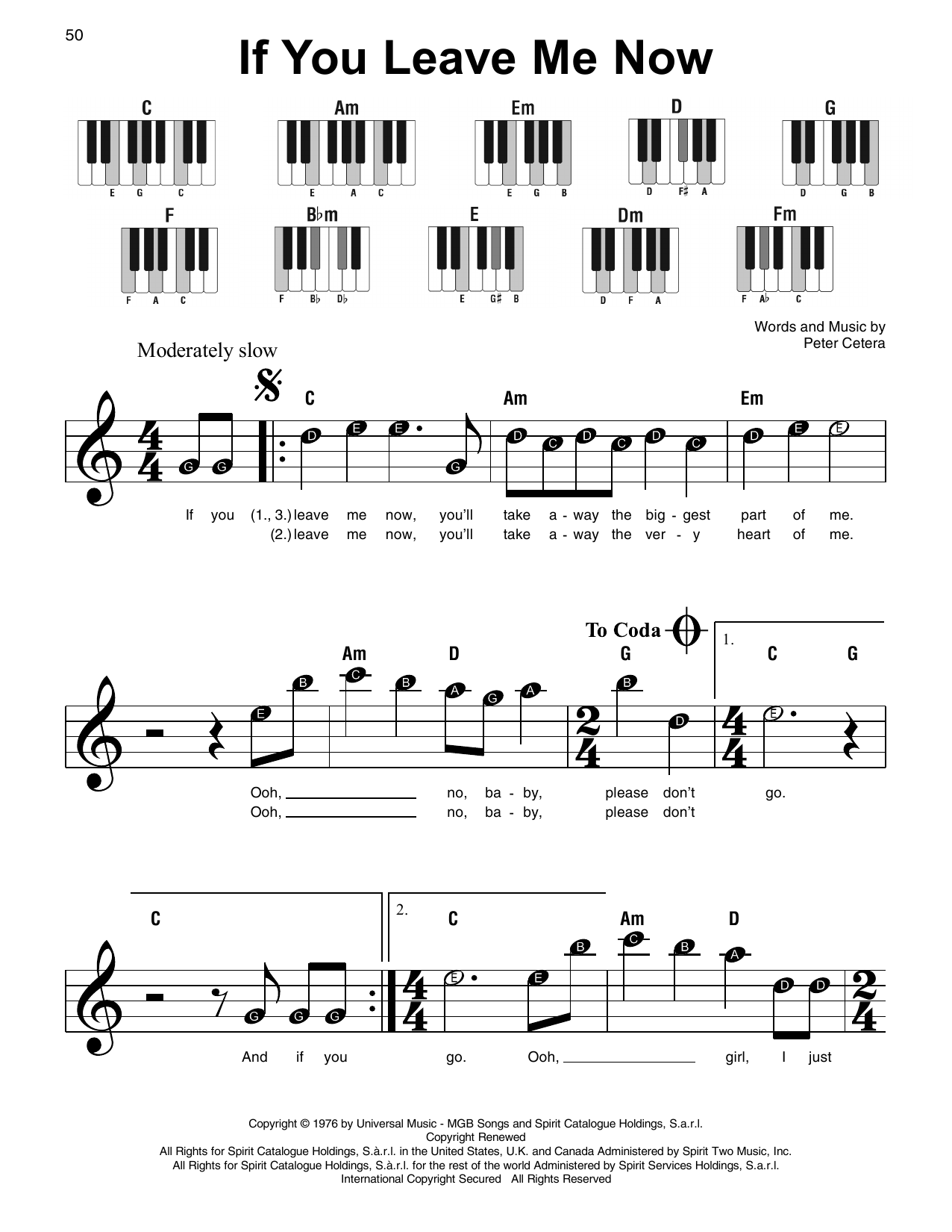 Chicago If You Leave Me Now sheet music notes and chords. Download Printable PDF.