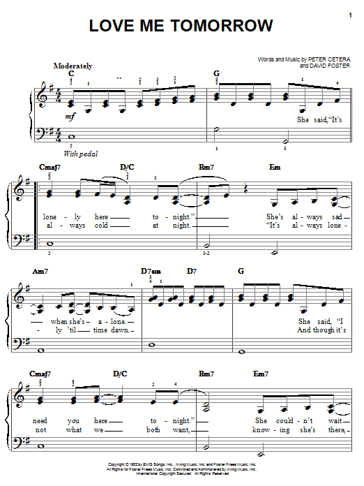 Chicago Love Me Tomorrow sheet music notes and chords. Download Printable PDF.