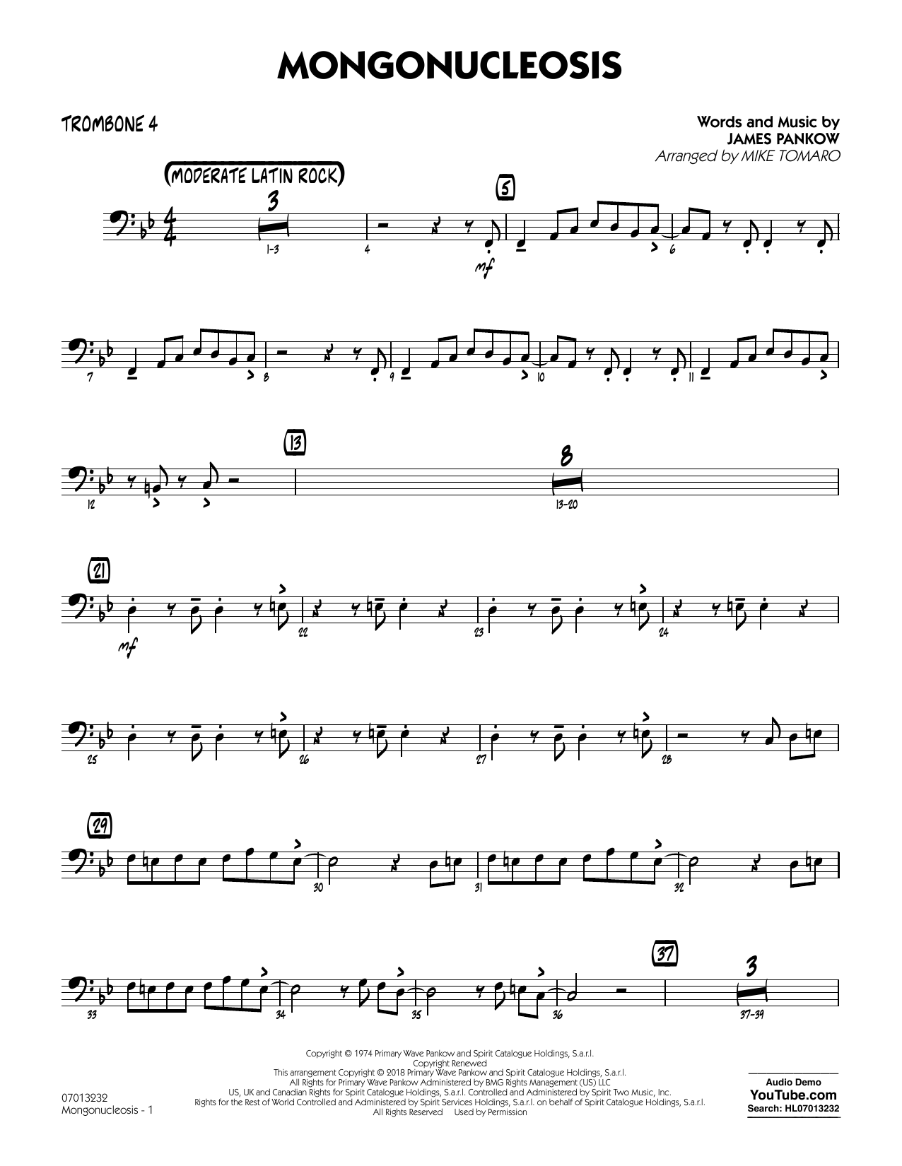 Learn to play Chicago Mongonucleosis (arr. Mike Tomaro) - Trombone 4 sheet music for Jazz Ensemble in minutes. Chicago Mongonucleosis (arr. Mike Tomaro) - Trombone 4 sheet music notes and chords