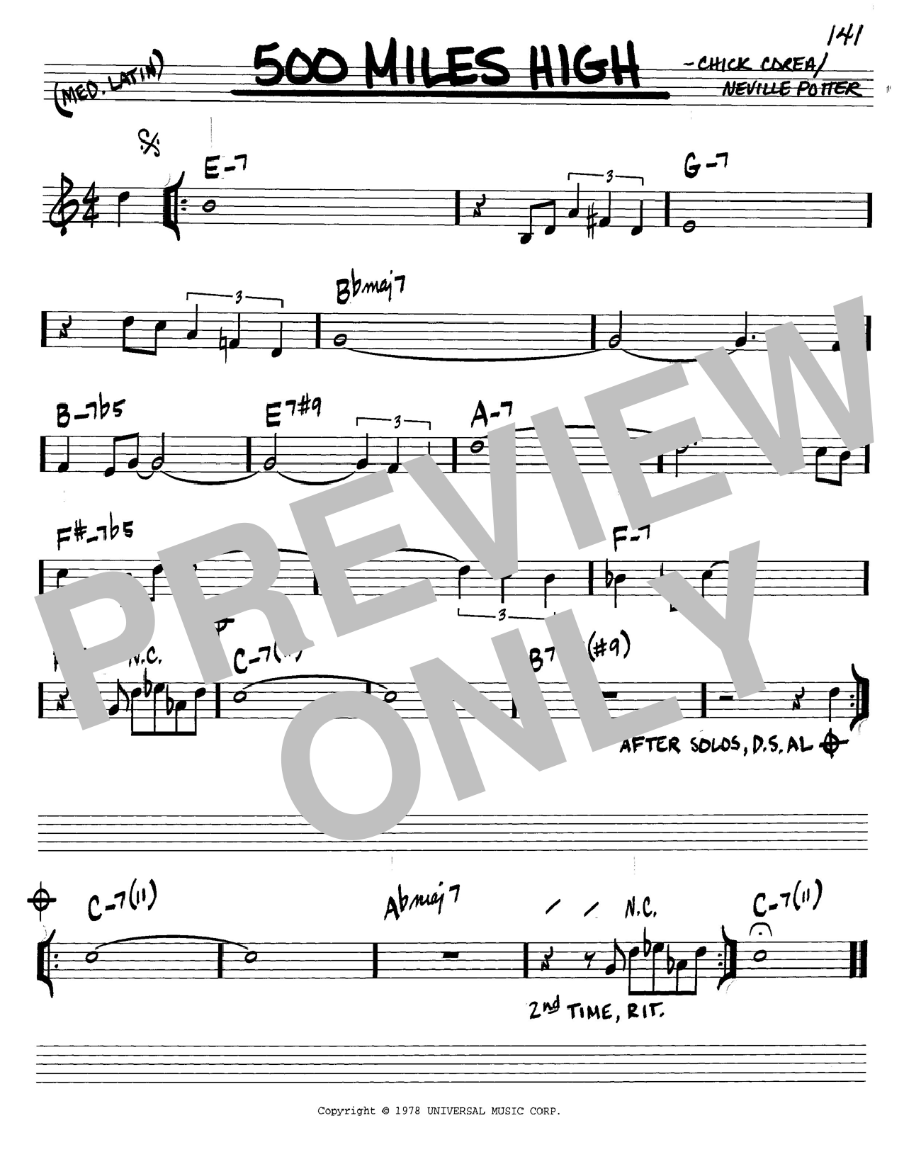Learn to play Chick Corea 500 Miles High sheet music for Real Book – Melody & Chords in minutes. Chick Corea 500 Miles High sheet music notes and chords. Download Printable PDF.