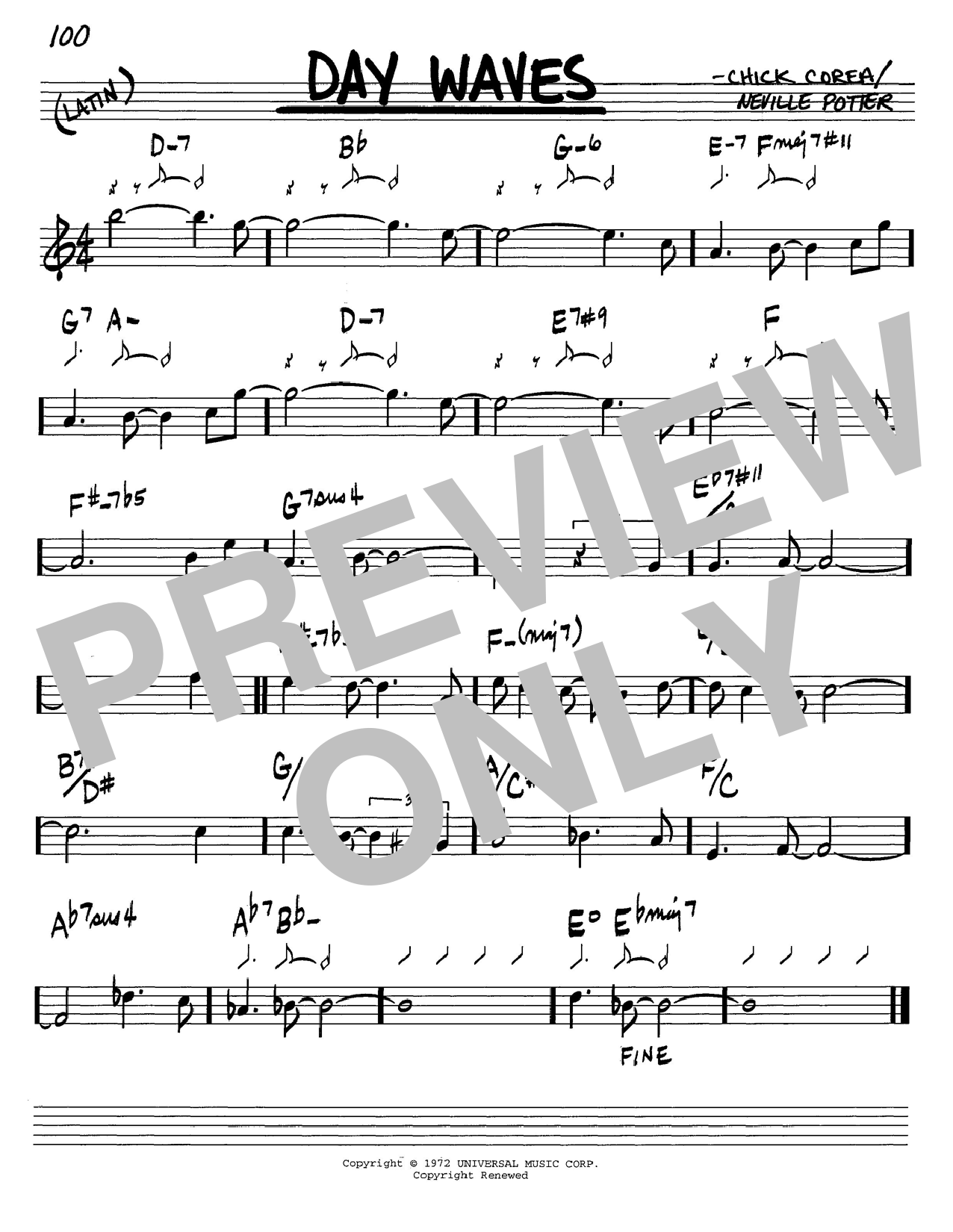 Learn to play Chick Corea Day Waves sheet music for Real Book – Melody & Chords in minutes. Chick Corea Day Waves sheet music notes and chords. Download Printable PDF.