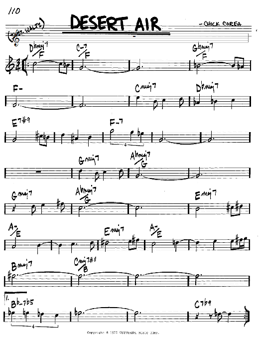 Learn to play Chick Corea Desert Air sheet music for Real Book – Melody & Chords in minutes. Chick Corea Desert Air sheet music notes and chords. Download Printable PDF.