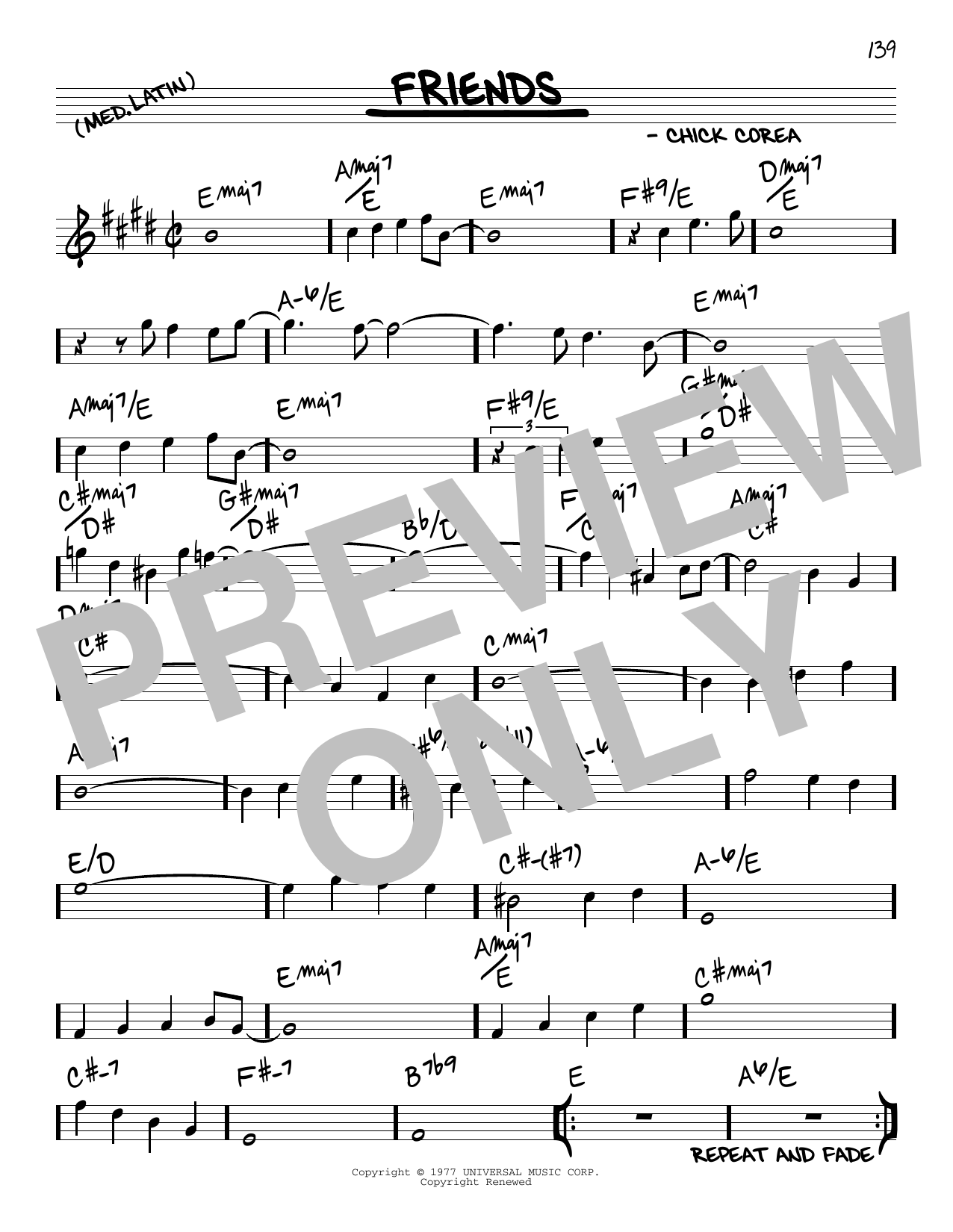 Learn to play Chick Corea Friends sheet music for Real Book – Melody & Chords in minutes. Chick Corea Friends sheet music notes and chords. Download Printable PDF.