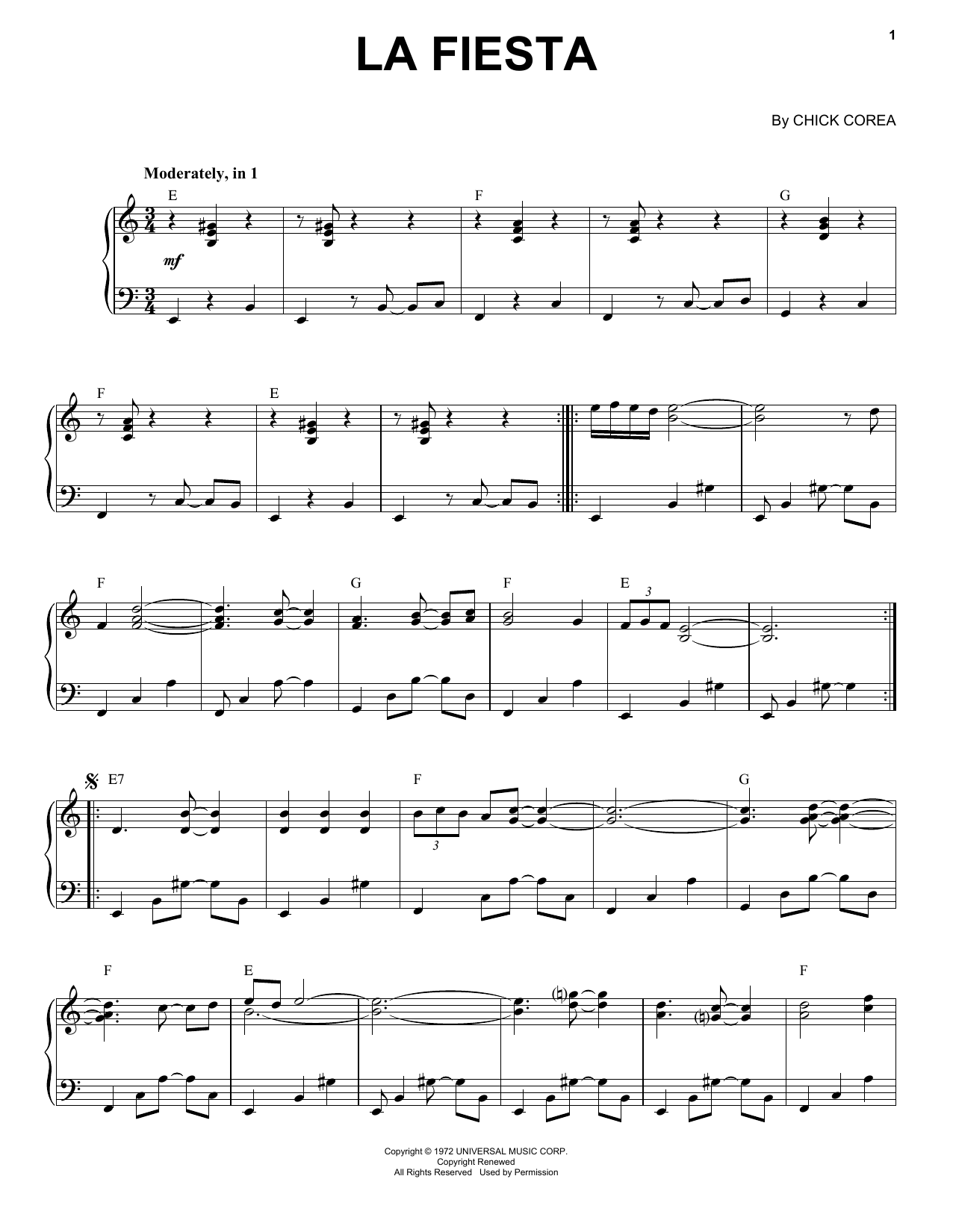 Learn to play Chick Corea La Fiesta sheet music for Real Book – Melody & Chords in minutes. Chick Corea La Fiesta sheet music notes and chords. Download Printable PDF.