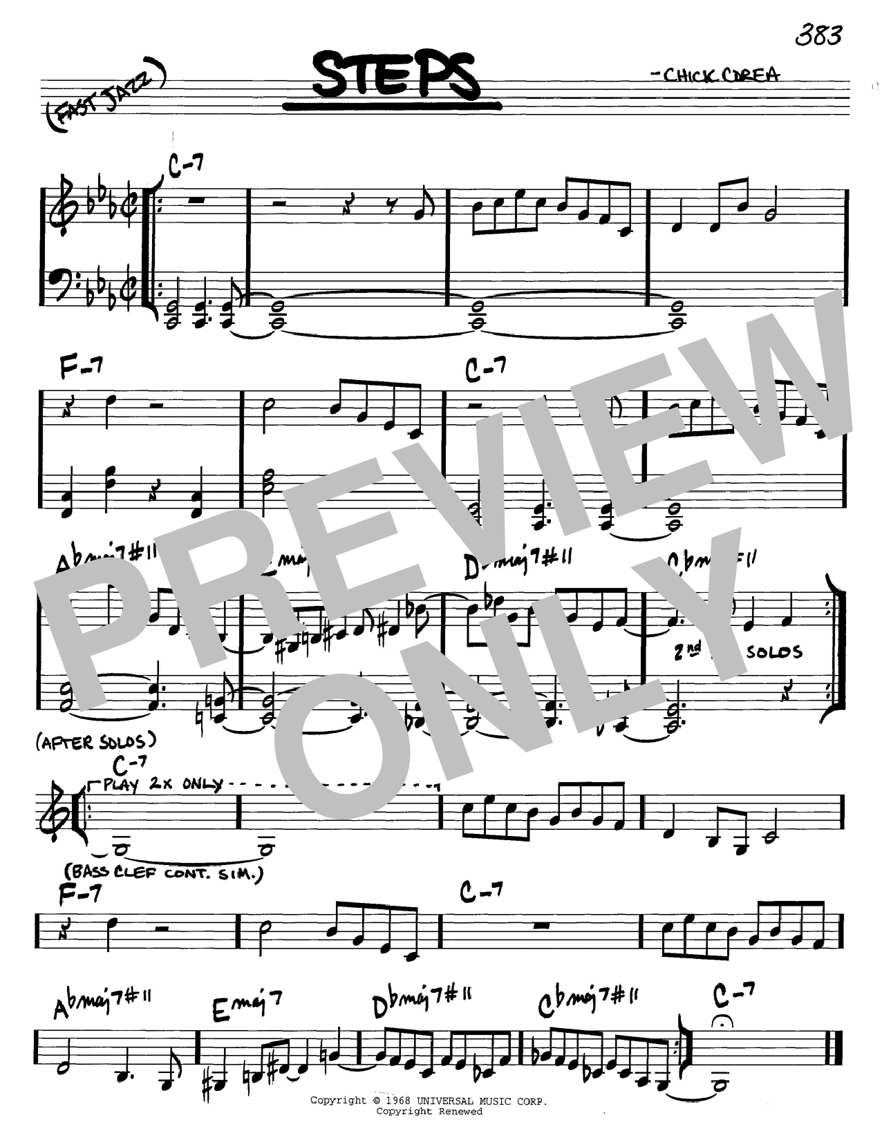 Learn to play Chick Corea Steps sheet music for Real Book – Melody & Chords in minutes. Chick Corea Steps sheet music notes and chords. Download Printable PDF.