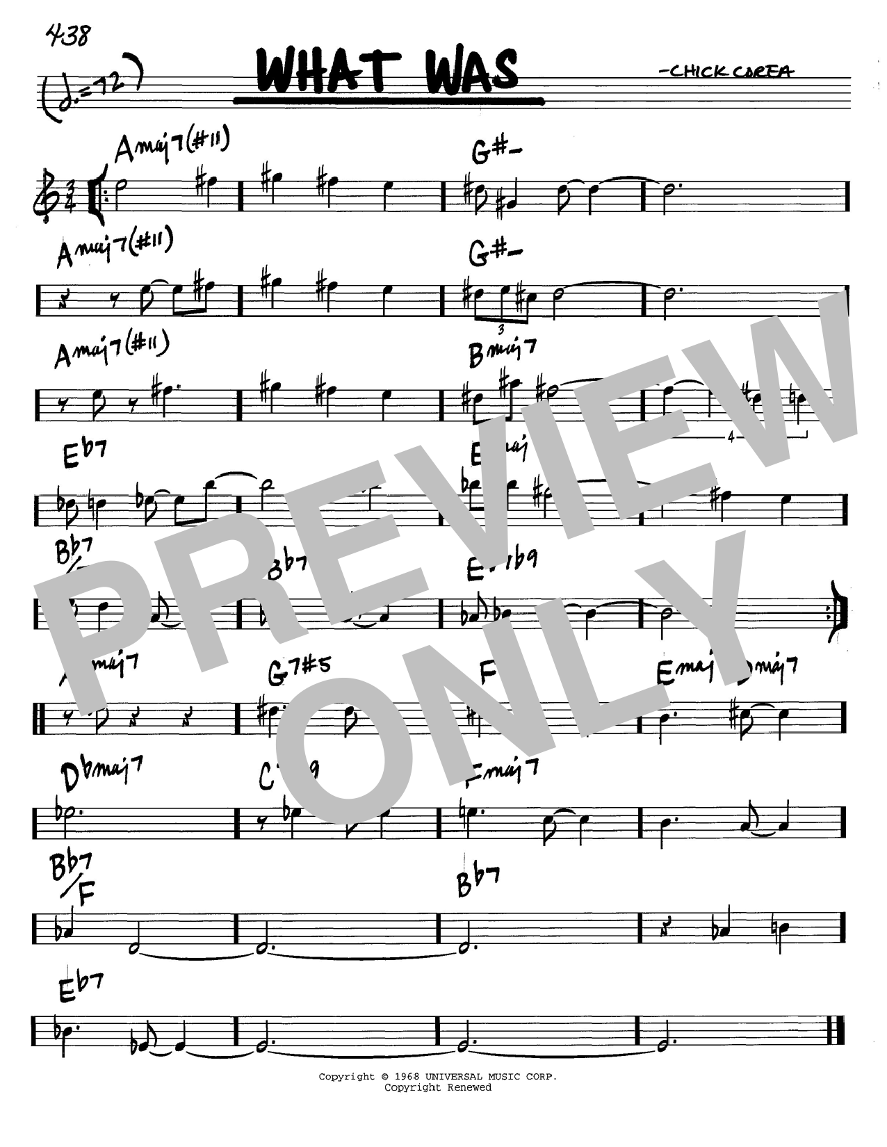 Learn to play Chick Corea What Was sheet music for Real Book – Melody & Chords in minutes. Chick Corea What Was sheet music notes and chords. Download Printable PDF.