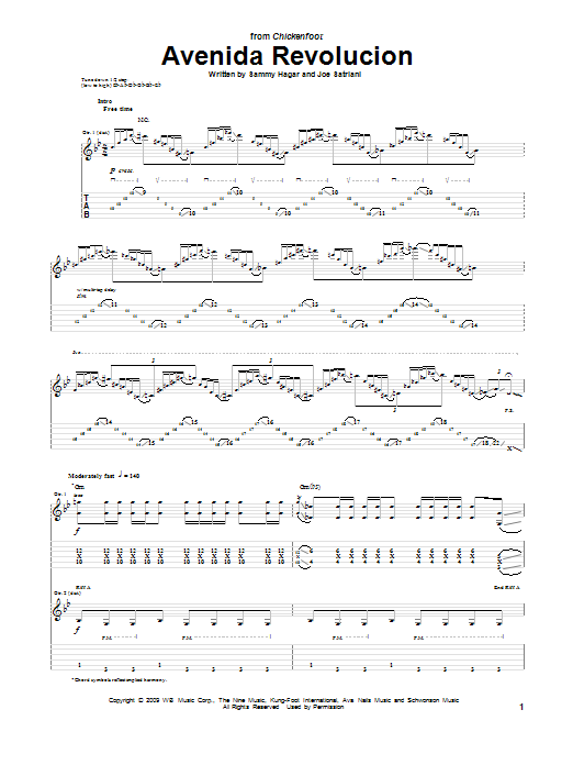 Chickenfoot Avenida Revolucion sheet music notes and chords. Download Printable PDF.