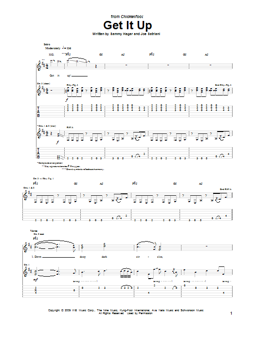 Chickenfoot Get It Up sheet music notes and chords. Download Printable PDF.