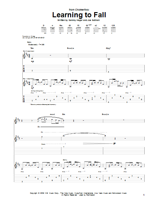 Chickenfoot Learning To Fall sheet music notes and chords. Download Printable PDF.