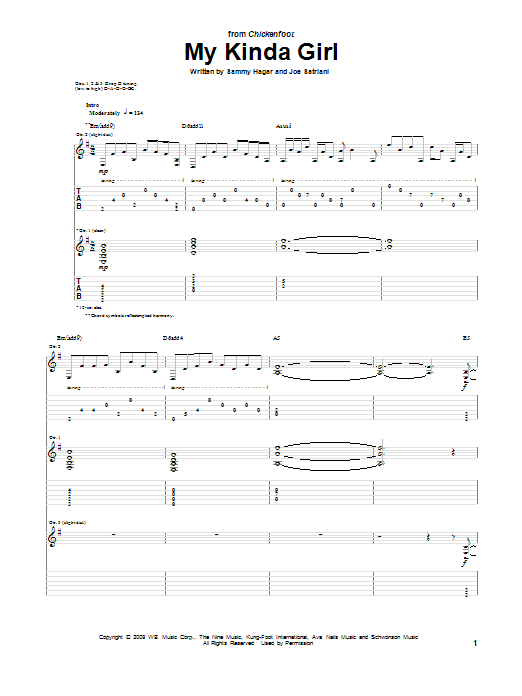 Chickenfoot My Kinda Girl sheet music notes and chords. Download Printable PDF.