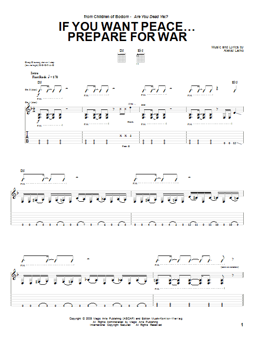 Learn to play Children Of Bodom If You Want Peace... Prepare For War sheet music for Guitar Tab in minutes. Price: 7.8900$ Children Of Bodom If You Want Peace... Prepare For War sheet music notes and chords arranged for Guitar Tab