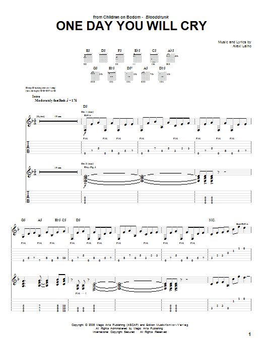 Children Of Bodom One Day You Will Cry Sheet Music Pdf Notes