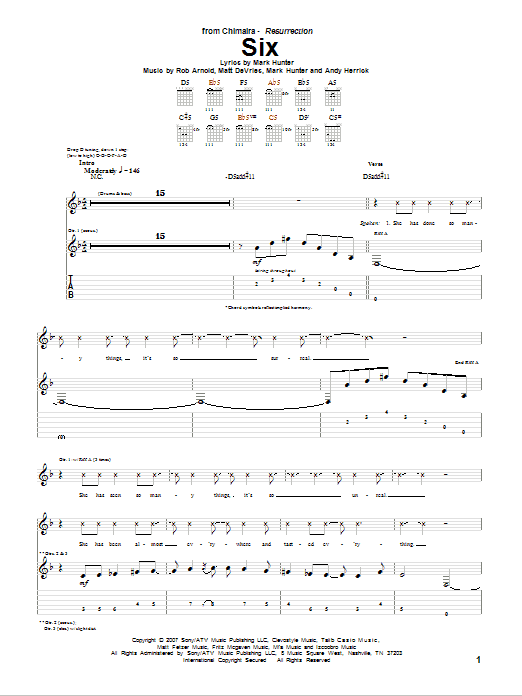 Chimaira Six sheet music notes and chords. Download Printable PDF.